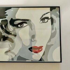 Modern Art Portrait with Red Lips